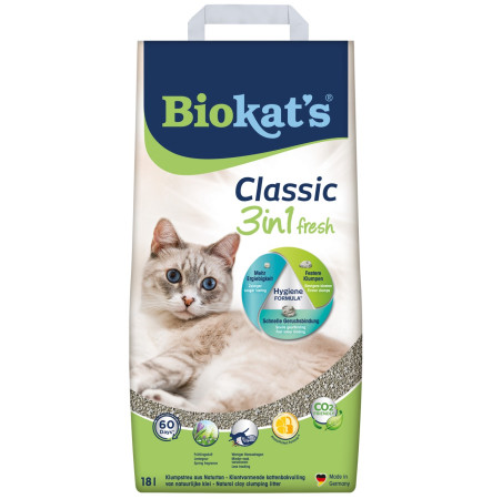 Biokat's Classic 3in1 Fresh Грудкувальний наповнювач для котячого туалету з ароматом 10 л